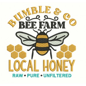 Bumble And Co Bee Farm Local Honey Raw Pure Unfiltered Filled Machine Embroidery Design Digitized Pattern